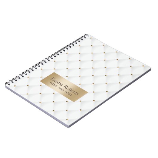 Luxury Quilted Moden Gold & White Notitieboek (Linkerzijde)