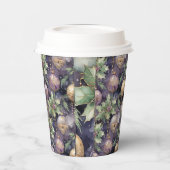 Luxury Radiance: Paarse en gouden kerstsprando Papieren Bekers (Links)