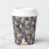 Luxury Radiance: Paarse en gouden kerstsprando Papieren Bekers (Rechts)