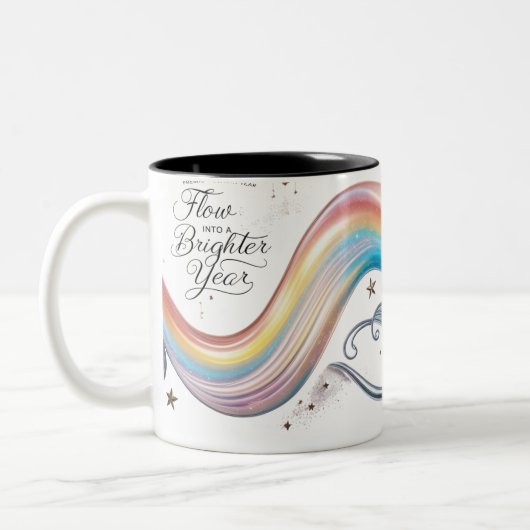 Luxury Rainbow Flow Brighter Year Two-Tone Mug Tweekleurige Koffiemok (Links)