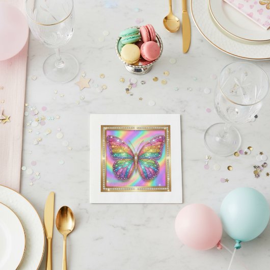 Luxury Rainbow Glitter Butterfly Party Paper Servet
