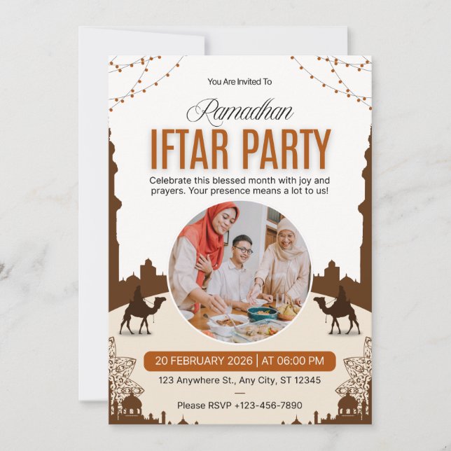 Luxury Ramadan Iftar Invitation | Elegant Islamic  (Voorkant)