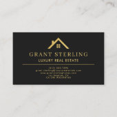 Luxury Real Estate Agent Black Gold Metallic Visitekaartje (Voorkant)