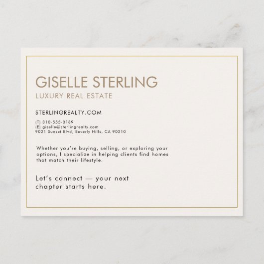 Luxury Real Estate Agent Marketing Mailer  Briefkaart (Achterkant)