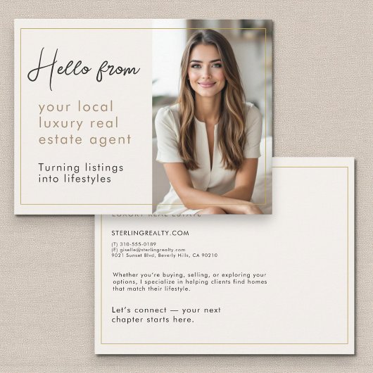 Luxury Real Estate Agent Marketing Mailer  Briefkaart