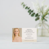 Luxury Real Estate Agent Neutral Beige Photo Visitekaartje (Staand voorkant)