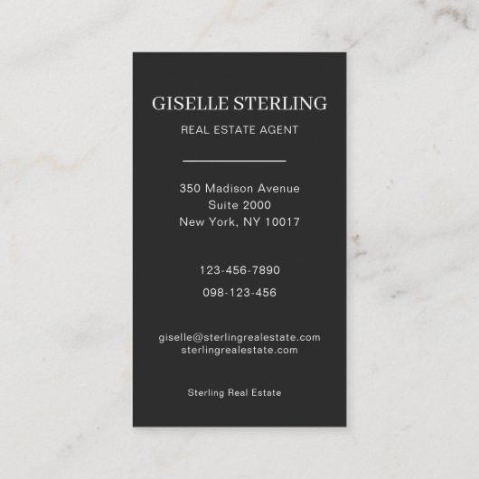 Luxury Real Estate Agent Photo Professional Visitekaartje (Achterkant)