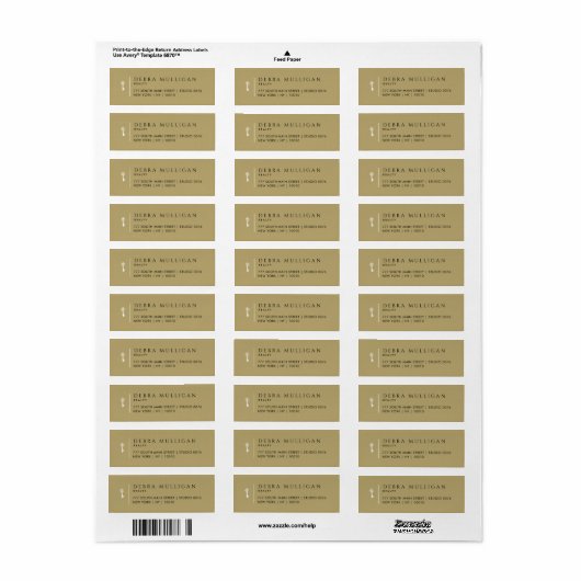 Luxury Real Estate Agent Return Address Labels (Full Sheet)