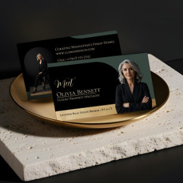 Luxury Real Estate Arch Frame Photo Black Gold Visitekaartje