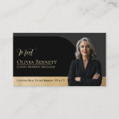 Luxury Real Estate Arch Frame Photo Black Gold Visitekaartje (Voorkant)