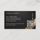Luxury Real Estate Black & Gold Black Leather Luxe Visitekaartje (Achterkant)