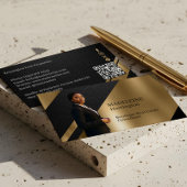 Luxury Real Estate Black & Gold Black Leather Luxe Visitekaartje