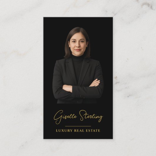 Luxury Real Estate Black Gold Modern Professional Visitekaartje (Voorkant)