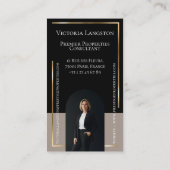 Luxury Real Estate Black Gold Photo Monogram Visitekaartje (Achterkant)