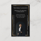 Luxury Real Estate Black Gold Photo Monogram Visitekaartje (Achterkant)
