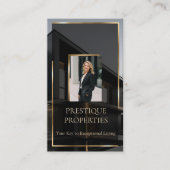 Luxury Real Estate Black Gold Photo Monogram Visitekaartje (Voorkant)