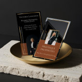 Luxury Real Estate Black Gold Photo Monogram Visitekaartje