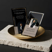 Luxury Real Estate Black Gold Photo Monogram Visitekaartje