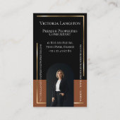 Luxury Real Estate Black Gold Photo Monogram Visitekaartje (Achterkant)