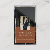 Luxury Real Estate Black Gold Photo Monogram Visitekaartje (Voorkant)
