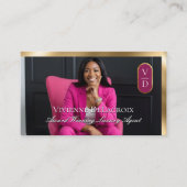 Luxury Real Estate Black Gold Pink Photo Monogram Visitekaartje (Voorkant)