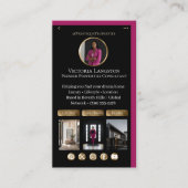 Luxury Real Estate Black Gold Pink Social Photos Visitekaartje (Voorkant)