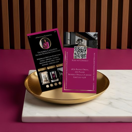 Luxury Real Estate Black Gold Pink Social Photos Visitekaartje