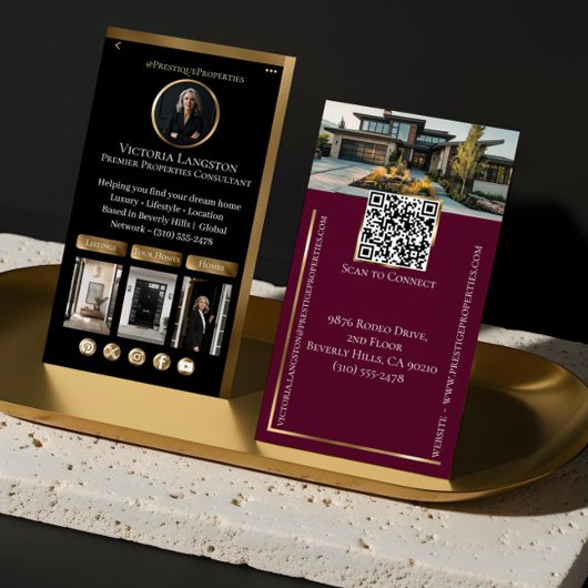 Luxury Real Estate Black Gold Social Media Photos Visitekaartje