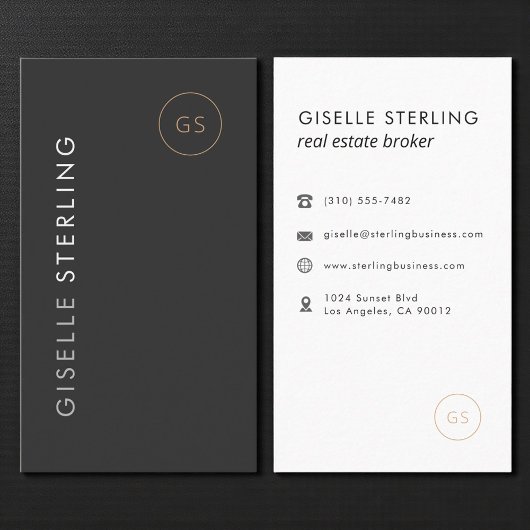 Luxury Real Estate Broker Black Gold Elegant Visitekaartje
