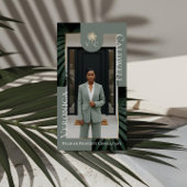 Luxury Real Estate Firm Palm Tree Monogram Photo Visitekaartje