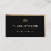 Luxury Real Estate & Law Firm Black Gold Monogram Afsprakenkaartje (Voorkant)