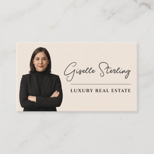 Luxury Real Estate Neutral Beige QR Code  Visitekaartje (Voorkant)