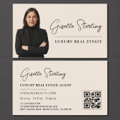 Luxury Real Estate Neutral Beige QR Code  Visitekaartje