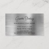 Luxury Real Estate Silver Faux Metallic Script Visitekaartje (Achterkant)
