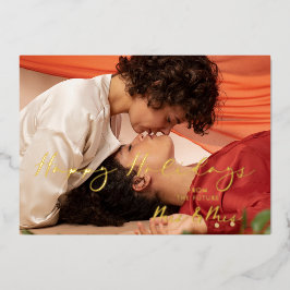 Luxury Real Golden Future Mrs & Mrs Christmas Folie Feestdagenkaart