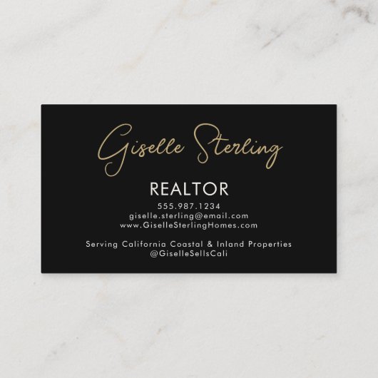 Luxury Realtor QR Code Black Gold Photo  Visitekaartje (Achterkant)