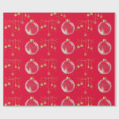 Luxury Red and Gold Bauble Christmas Cadeaupapier (Vlak)