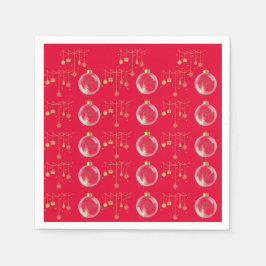 Luxury Red and Gold Bauble Christmas Servet
