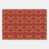 LUXURY RED AND GOLD CHRISTMAS DAMASK PERSONALIZED INPAKPAPIER VEL (Voorkant 3)