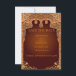 Luxury Red and Gold Save the Date Card<br><div class="desc">Announce your big day in royal style with this luxurious red and gold Save the Date card featuring a stunning golden border frame. The rich red background represents love and celebration, while the elegant gold detailing adds a timeless and regal charm. Perfect for Indian weddings, traditional ceremonies, and grand celebrations,...</div>