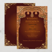 Luxury Red and Gold Wedding Invitation Kaart (Voorkant / Achterkant)