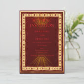 Luxury Red and Gold Wedding Invitation Kaart (Staand voorkant)