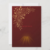 Luxury Red and Gold Wedding Invitation Kaart (Achterkant)