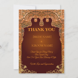 Luxury Red and Gold Wedding Thank You Card Bedankkaart