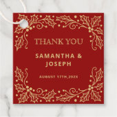Luxury Red & Antique-Gold Wedding Bedankjes Labels (Voorkant)