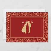 Luxury Red & Antique-Gold Wedding Bedankkaart (Achterkant)