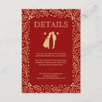 Luxury Red & Antique Gold Wedding Guest Details Informatiekaartje