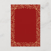 Luxury Red & Antique Gold Wedding Guest Details Informatiekaartje (Achterkant)