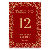 Luxury Red & Antique-Gold Wedding Kaart (Achterkant)