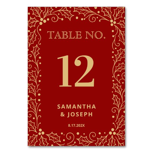 Luxury Red & Antique-Gold Wedding Kaart (Voorkant)